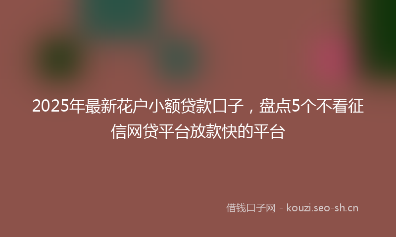 2025年最新花户小额贷款口子，盘点5个不看征信网贷平台放款快的平台