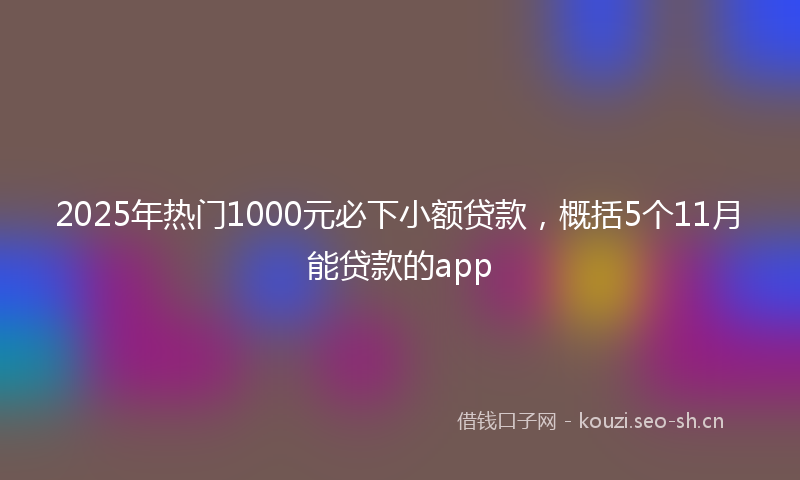 2025年热门1000元必下小额贷款，概括5个11月能贷款的app