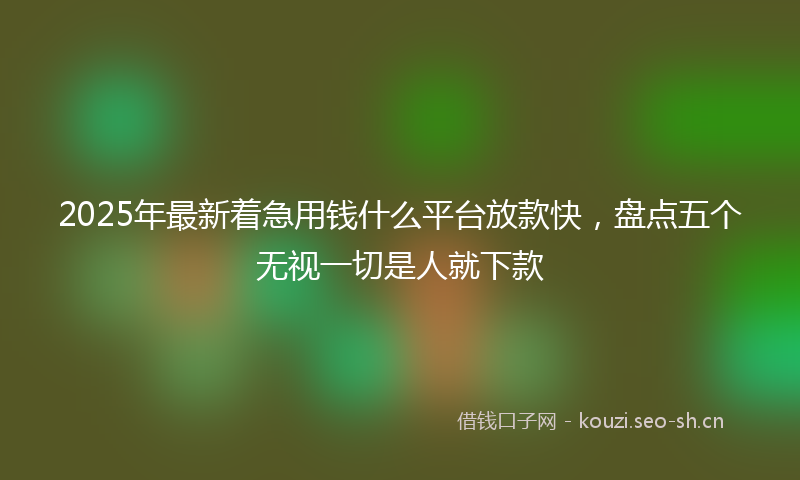 2025年最新着急用钱什么平台放款快，盘点五个无视一切是人就下款