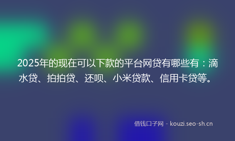 2025年的现在可以下款的平台网贷有哪些有：滴水贷、拍拍贷、还呗、小米贷款、信用卡贷等。