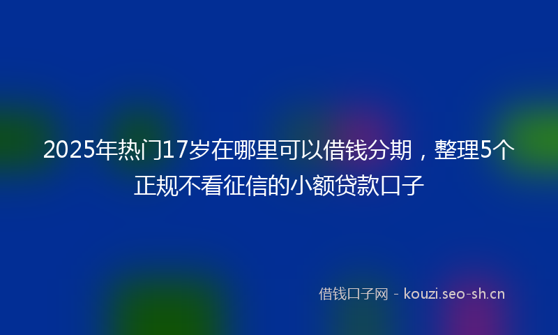 2025年热门17岁在哪里可以借钱分期，整理5个正规不看征信的小额贷款口子
