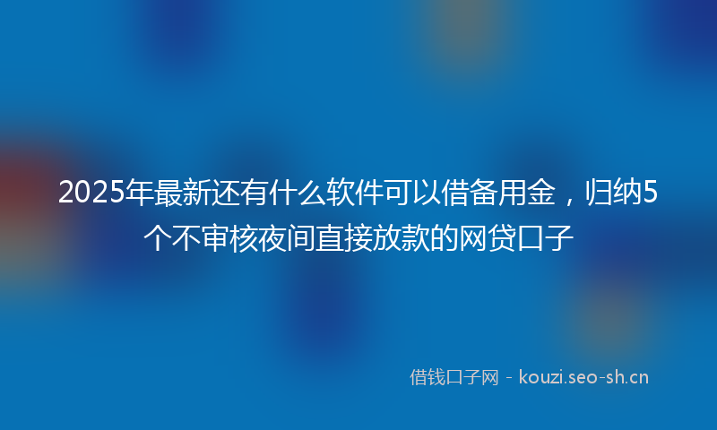 2025年最新还有什么软件可以借备用金，归纳5个不审核夜间直接放款的网贷口子