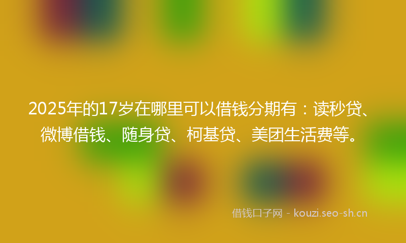 2025年的17岁在哪里可以借钱分期有：读秒贷、微博借钱、随身贷、柯基贷、美团生活费等。