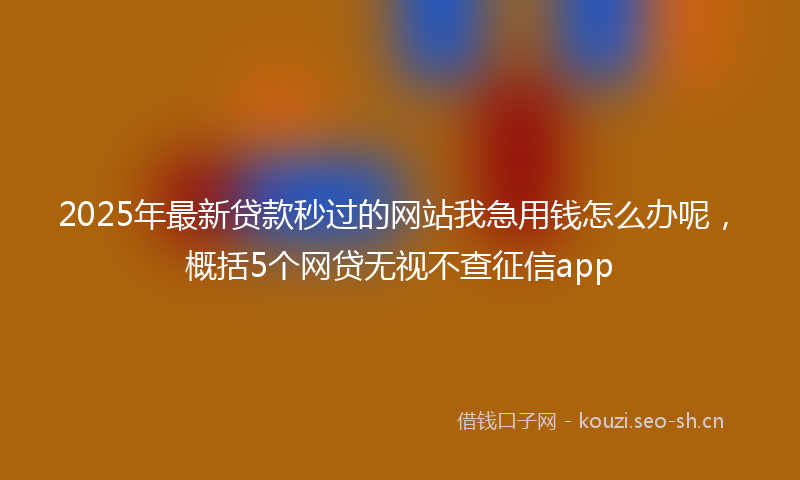 2025年最新贷款秒过的网站我急用钱怎么办呢，概括5个网贷无视不查征信app