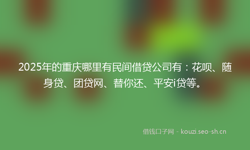 2025年的重庆哪里有民间借贷公司有：花呗、随身贷、团贷网、替你还、平安i贷等。