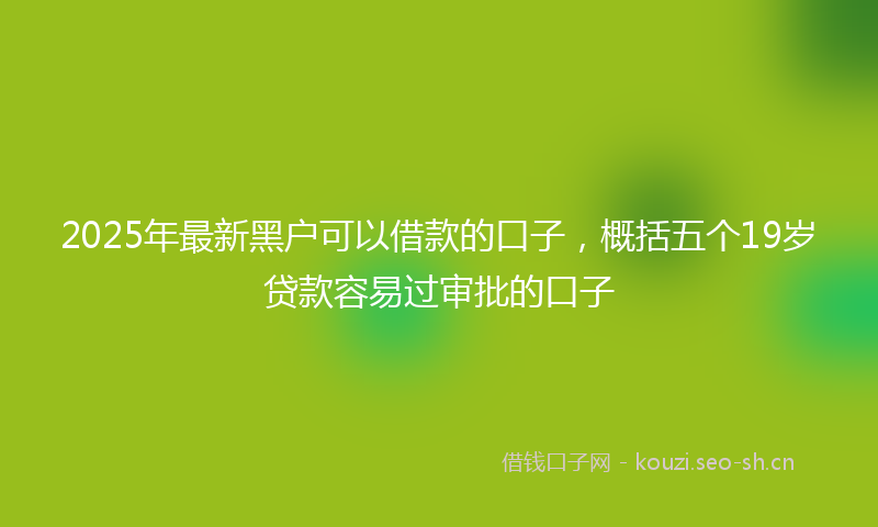 2025年最新黑户可以借款的口子，概括五个19岁贷款容易过审批的口子