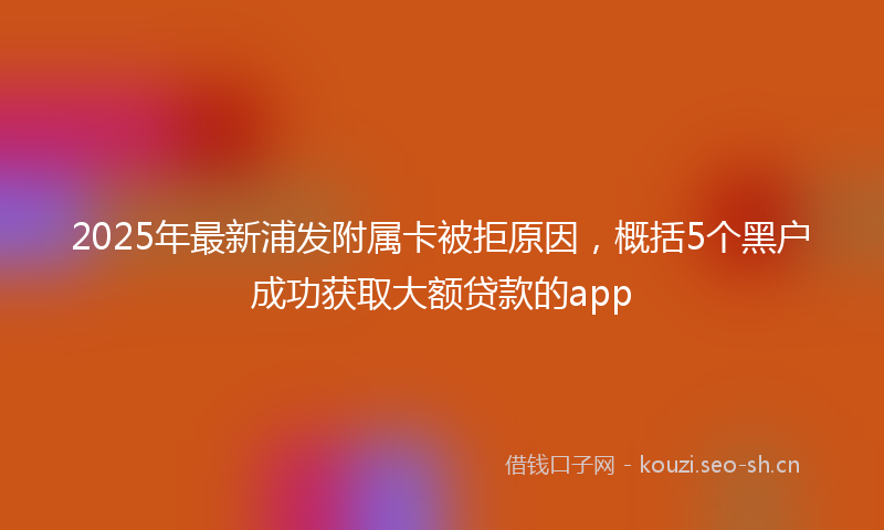 2025年最新浦发附属卡被拒原因，概括5个黑户成功获取大额贷款的app