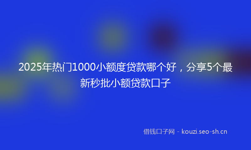 2025年热门1000小额度贷款哪个好，分享5个最新秒批小额贷款口子