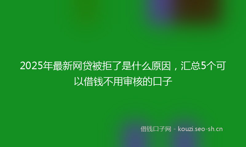2025年最新网贷被拒了是什么原因，汇总5个可以借钱不用审核的口子