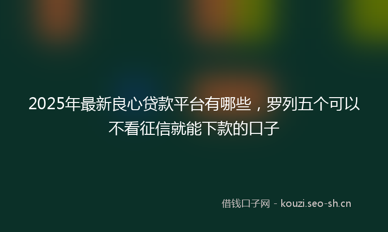 2025年最新良心贷款平台有哪些，罗列五个可以不看征信就能下款的口子