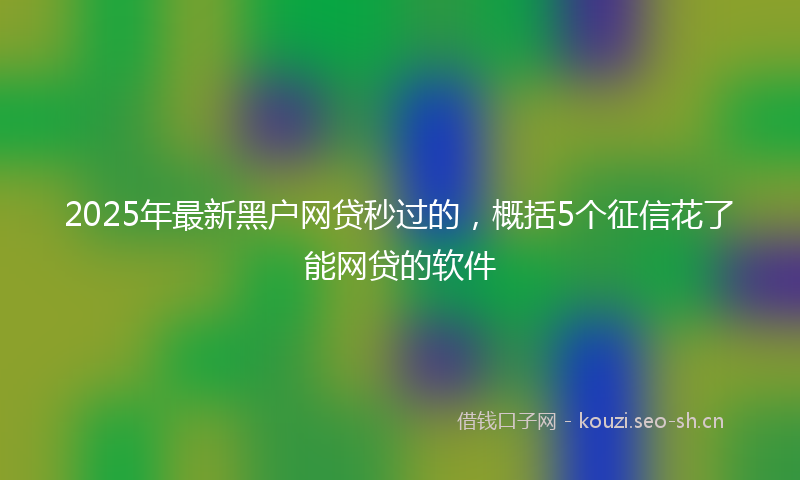 2025年最新黑户网贷秒过的，概括5个征信花了能网贷的软件