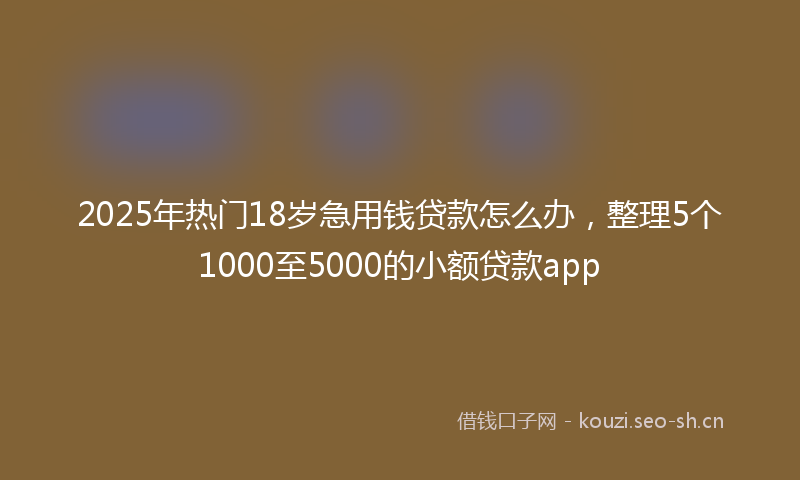 2025年热门18岁急用钱贷款怎么办，整理5个1000至5000的小额贷款app