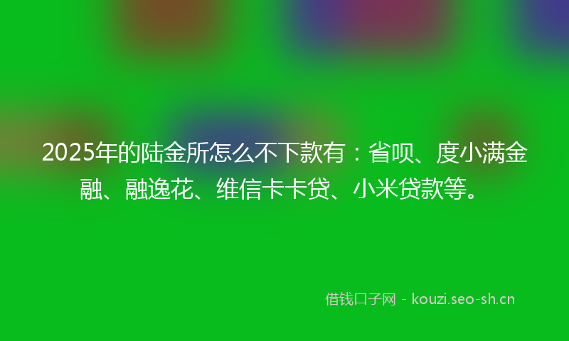 2025年的陆金所怎么不下款有：省呗、度小满金融、融逸花、维信卡卡贷、小米贷款等。
