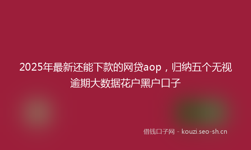 2025年最新还能下款的网贷aop，归纳五个无视逾期大数据花户黑户口子