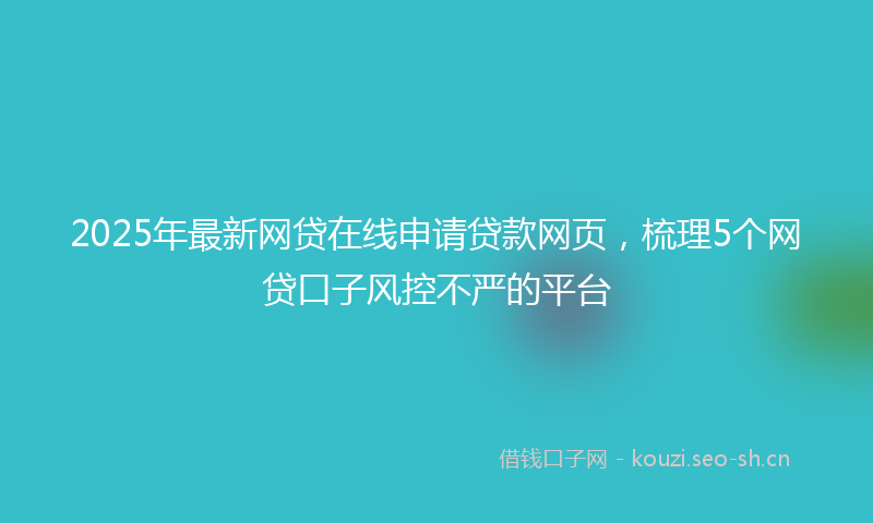 2025年最新网贷在线申请贷款网页，梳理5个网贷口子风控不严的平台
