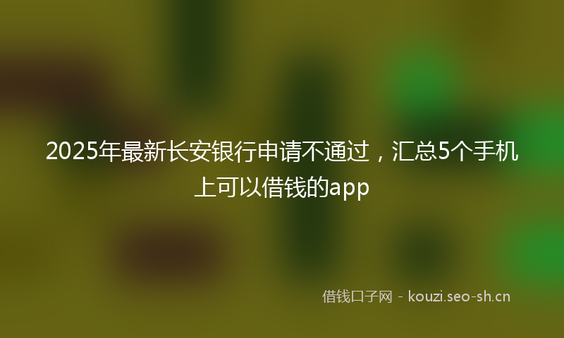 2025年最新长安银行申请不通过，汇总5个手机上可以借钱的app
