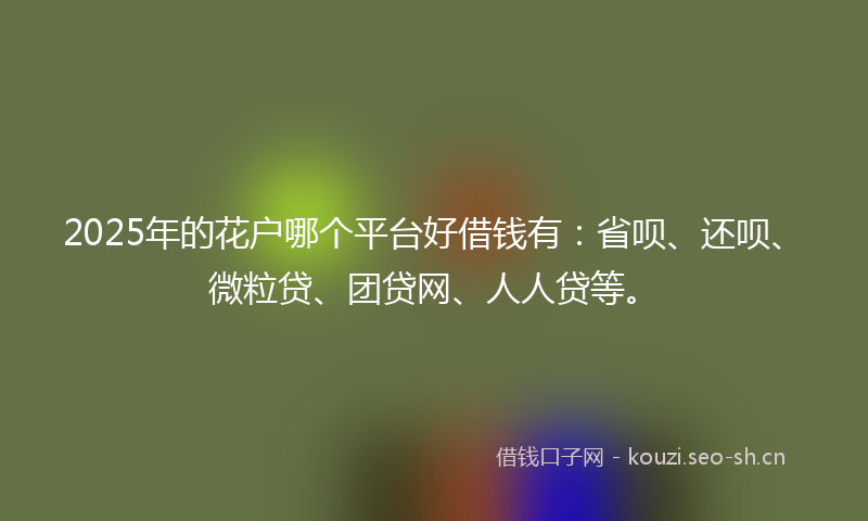 2025年的花户哪个平台好借钱有：省呗、还呗、微粒贷、团贷网、人人贷等。