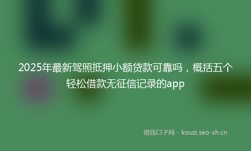 2025年最新驾照抵押小额贷款可靠吗，概括五个轻松借款无征信记录的app