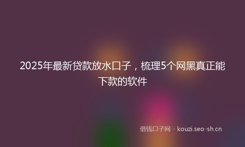2025年最新贷款放水口子，梳理5个网黑真正能下款的软件