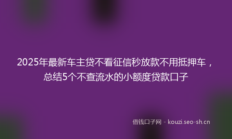 2025年最新车主贷不看征信秒放款不用抵押车，总结5个不查流水的小额度贷款口子