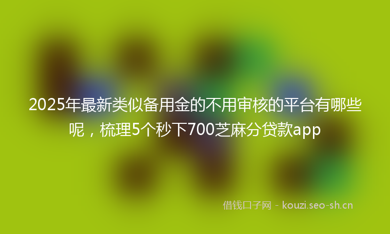 2025年最新类似备用金的不用审核的平台有哪些呢，梳理5个秒下700芝麻分贷款app