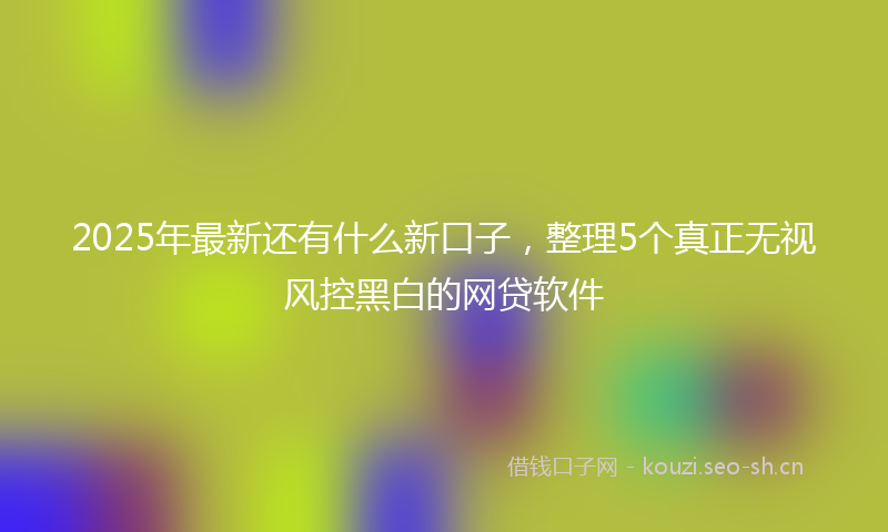 2025年最新还有什么新口子，整理5个真正无视风控黑白的网贷软件