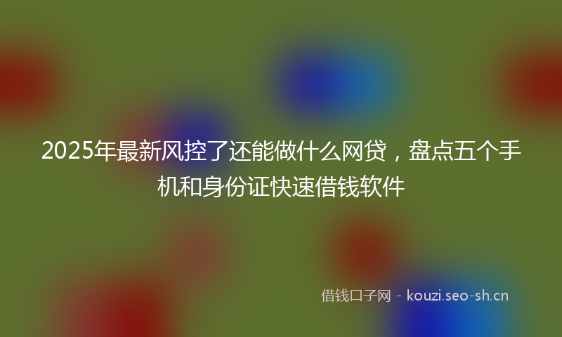 2025年最新风控了还能做什么网贷，盘点五个手机和身份证快速借钱软件