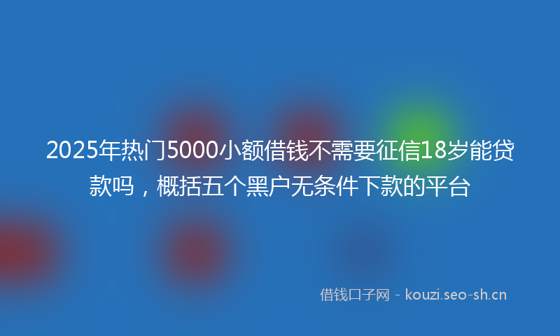 2025年热门5000小额借钱不需要征信18岁能贷款吗，概括五个黑户无条件下款的平台