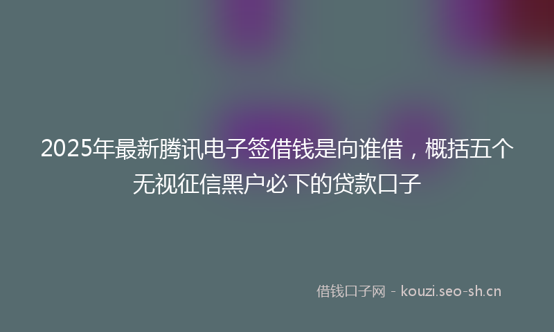 2025年最新腾讯电子签借钱是向谁借，概括五个无视征信黑户必下的贷款口子