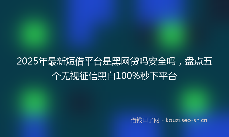 2025年最新短借平台是黑网贷吗安全吗，盘点五个无视征信黑白100%秒下平台