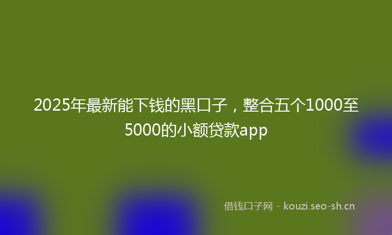 2025年最新能下钱的黑口子，整合五个1000至5000的小额贷款app