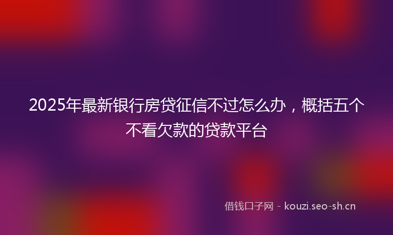 2025年最新银行房贷征信不过怎么办，概括五个不看欠款的贷款平台