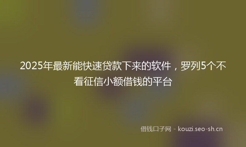 2025年最新能快速贷款下来的软件，罗列5个不看征信小额借钱的平台