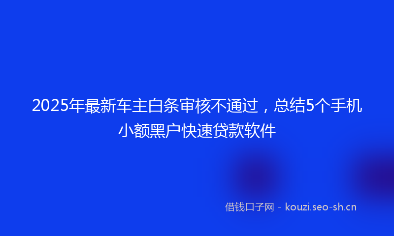 2025年最新车主白条审核不通过，总结5个手机小额黑户快速贷款软件
