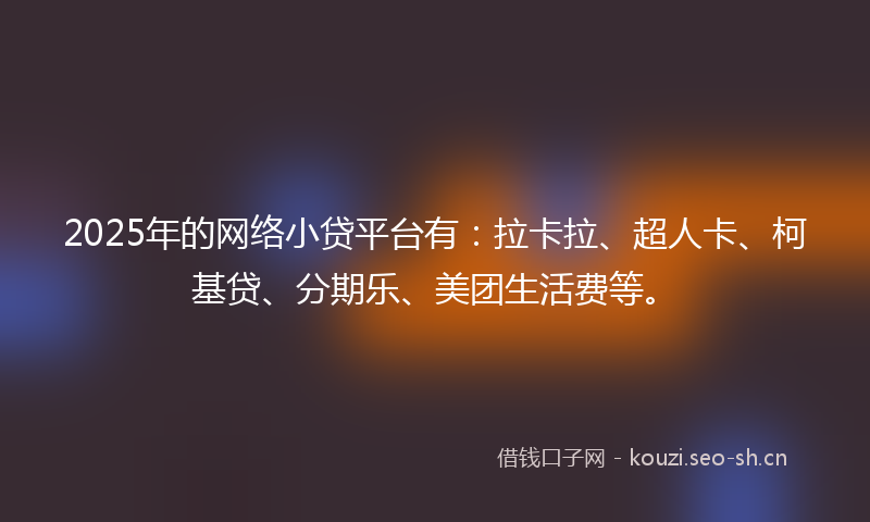 2025年的网络小贷平台有：拉卡拉、超人卡、柯基贷、分期乐、美团生活费等。