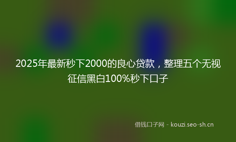 2025年最新秒下2000的良心贷款，整理五个无视征信黑白100%秒下口子