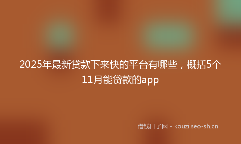 2025年最新贷款下来快的平台有哪些，概括5个11月能贷款的app