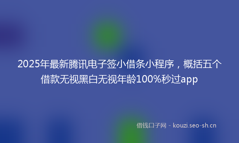 2025年最新腾讯电子签小借条小程序，概括五个借款无视黑白无视年龄100%秒过app