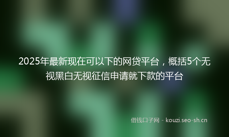 2025年最新现在可以下的网贷平台，概括5个无视黑白无视征信申请就下款的平台