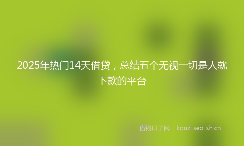 2025年热门14天借贷，总结五个无视一切是人就下款的平台