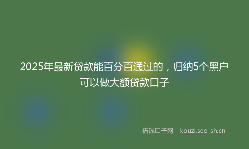2025年最新贷款能百分百通过的，归纳5个黑户可以做大额贷款口子