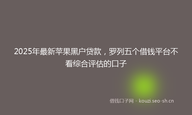 2025年最新苹果黑户贷款，罗列五个借钱平台不看综合评估的口子