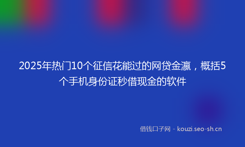 2025年热门10个征信花能过的网贷金瀛，概括5个手机身份证秒借现金的软件