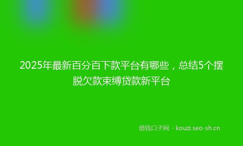 2025年最新百分百下款平台有哪些，总结5个摆脱欠款束缚贷款新平台