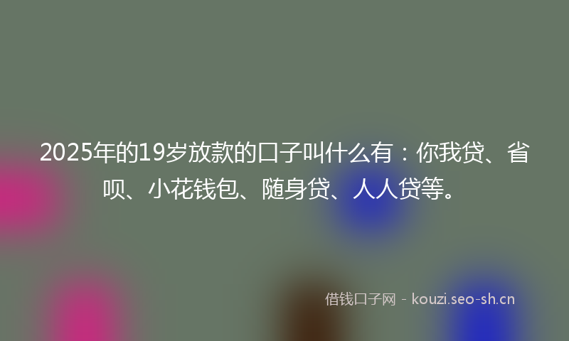 2025年的19岁放款的口子叫什么有：你我贷、省呗、小花钱包、随身贷、人人贷等。