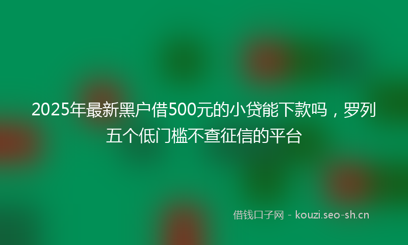 2025年最新黑户借500元的小贷能下款吗，罗列五个低门槛不查征信的平台