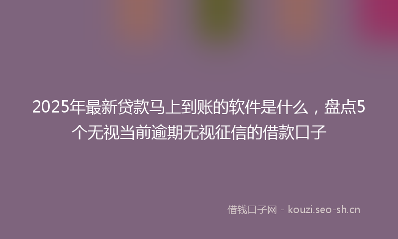 2025年最新贷款马上到账的软件是什么，盘点5个无视当前逾期无视征信的借款口子