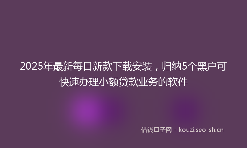 2025年最新每日新款下载安装，归纳5个黑户可快速办理小额贷款业务的软件