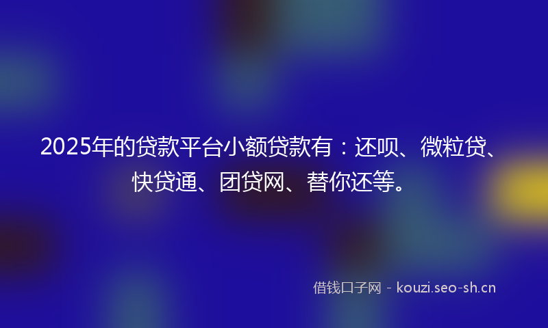 2025年的贷款平台小额贷款有：还呗、微粒贷、快贷通、团贷网、替你还等。