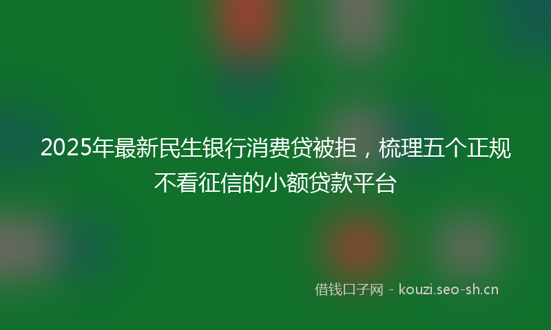 2025年最新民生银行消费贷被拒，梳理五个正规不看征信的小额贷款平台
